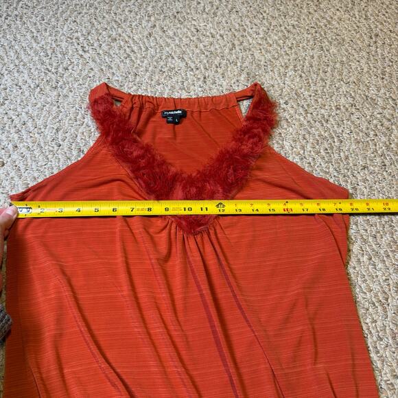 Vintage Y2K My Michelle Orange Fuzzy V Neck Halter Tank Top Cinched Waist Size L - Picture 5 of 6